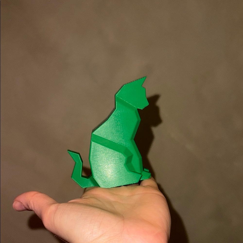 Green Geometric Cat Figurine